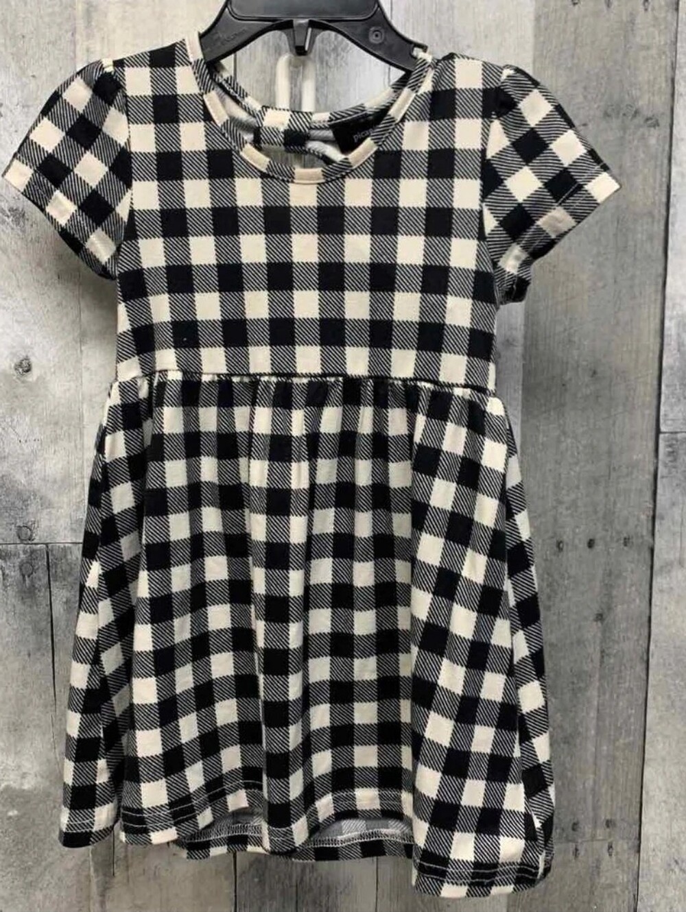 Picapino Black & White Gingham Short Sleeve Dress -18 MOS- EUC
